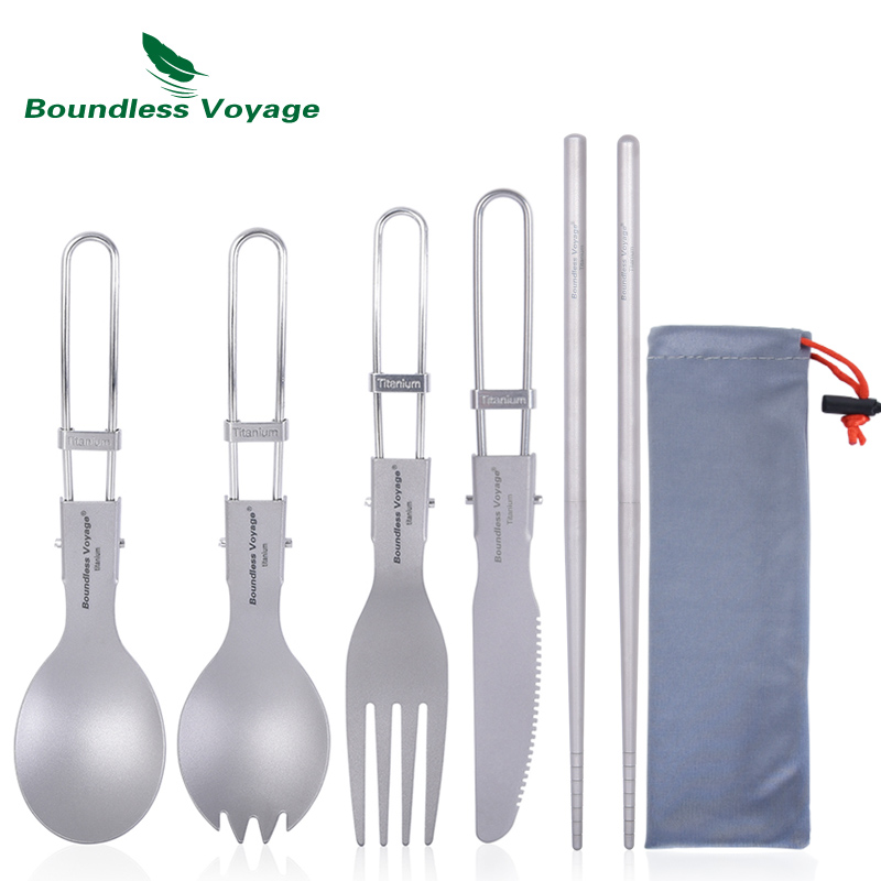 Outdoor Camping Dining Set - Boundless Voyage Titan Campingbesteck Klapplöffel Spork