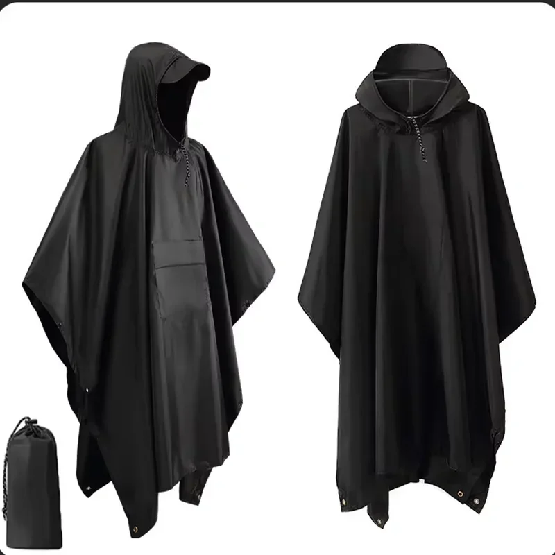 Camping Rain Poncho - 2026 3-in-1 wasserdichter Regenponcho mit Kapuze,