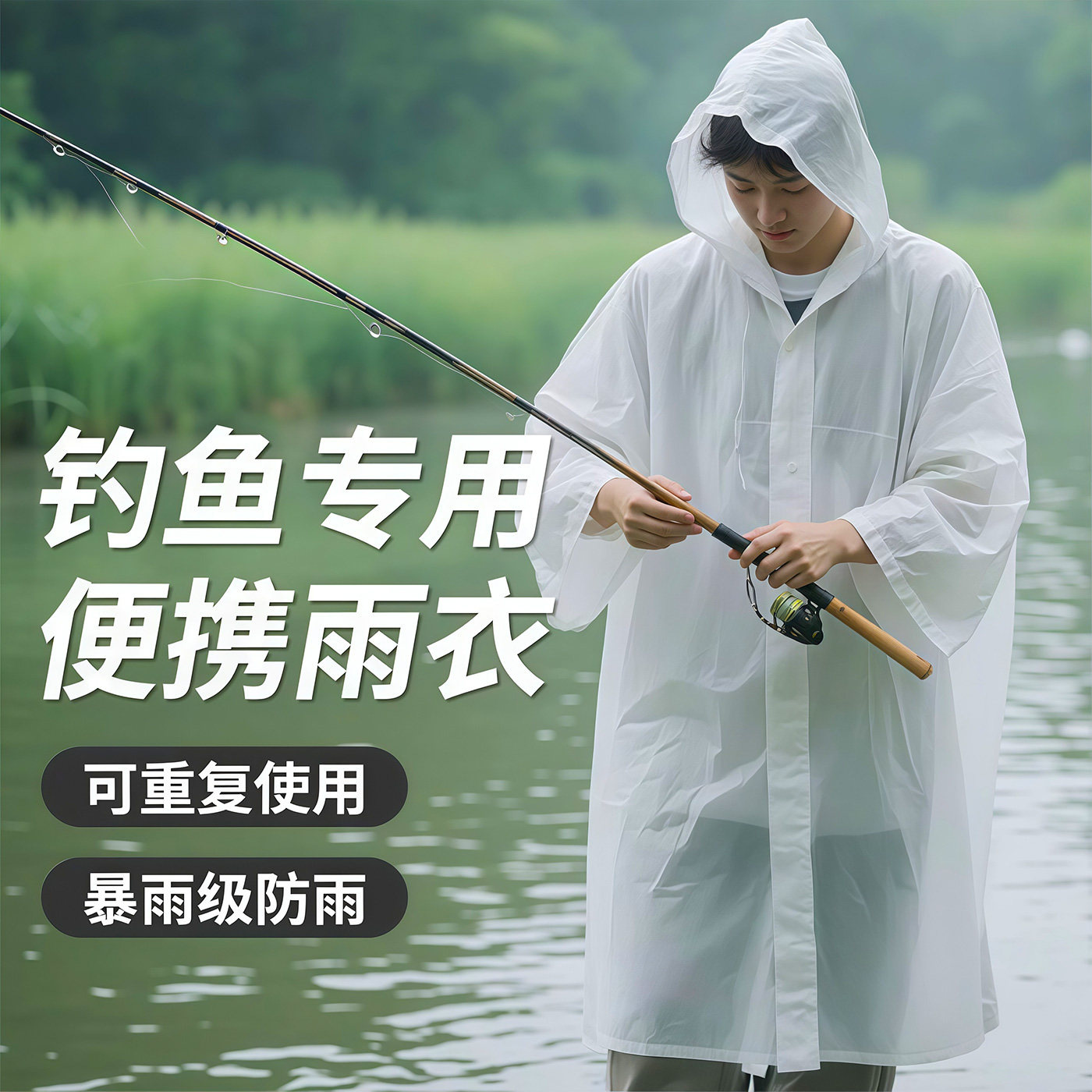 Camping Rain Poncho - EVA Regenmantel Wiederverwendbarer Verdickter Langer Regenponcho